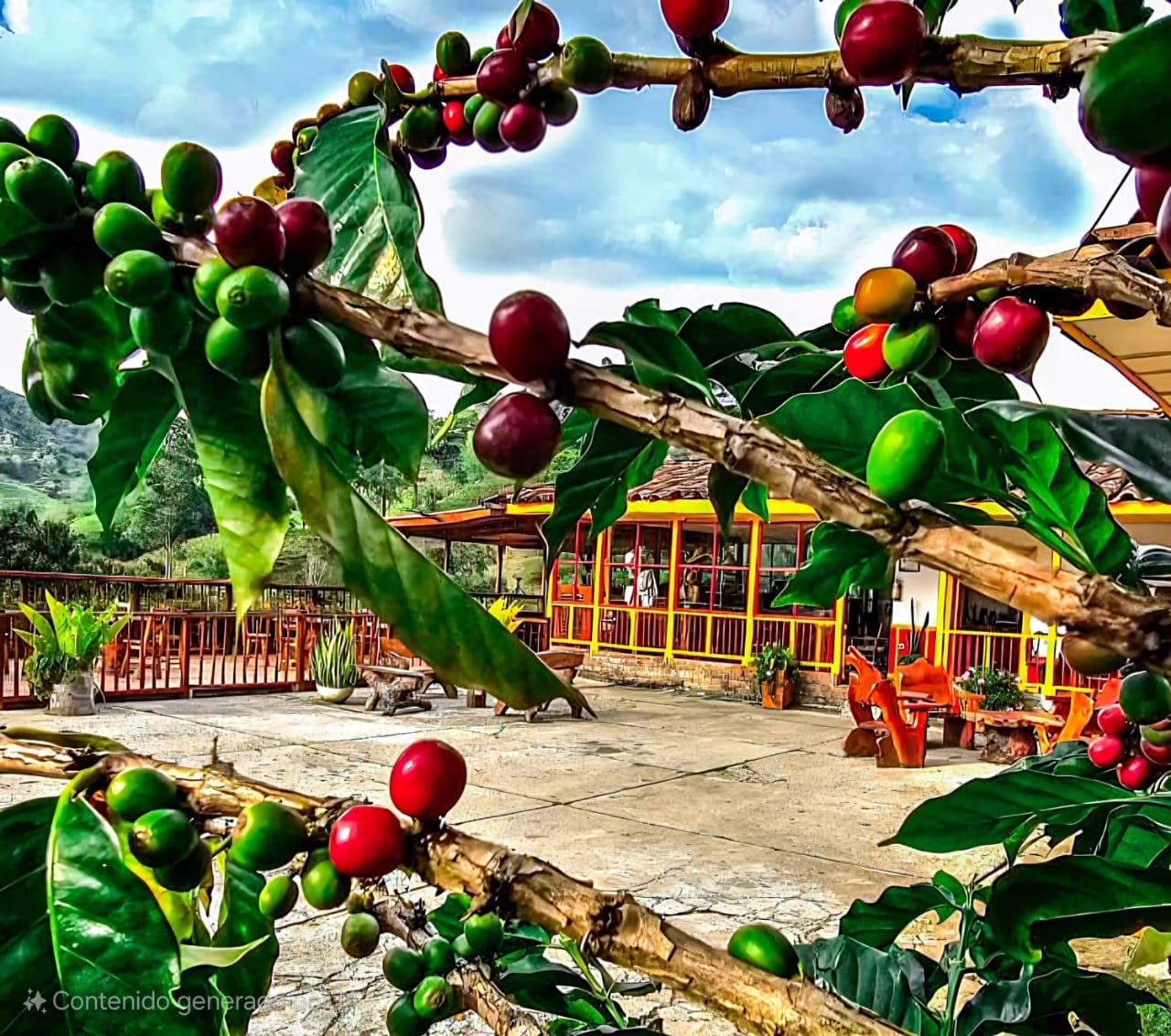 Granos de café de la finca
